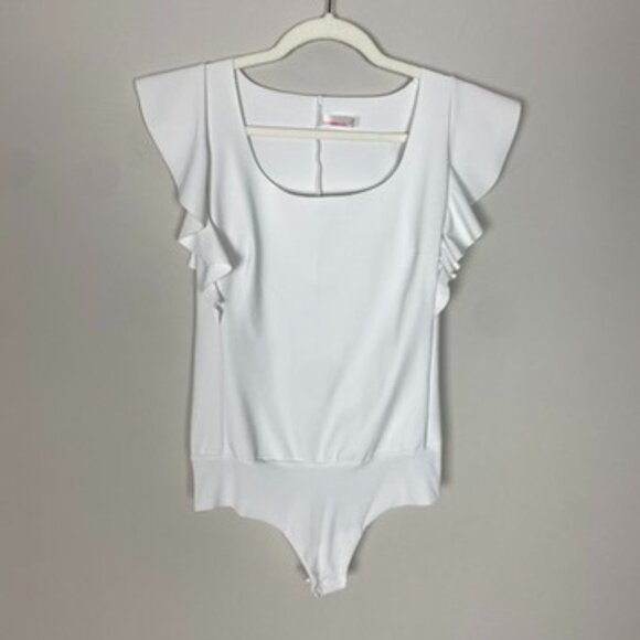 Commando White Ruffle Bonded Thong Bodysuit Womens Medium - Picture 1 of 10
